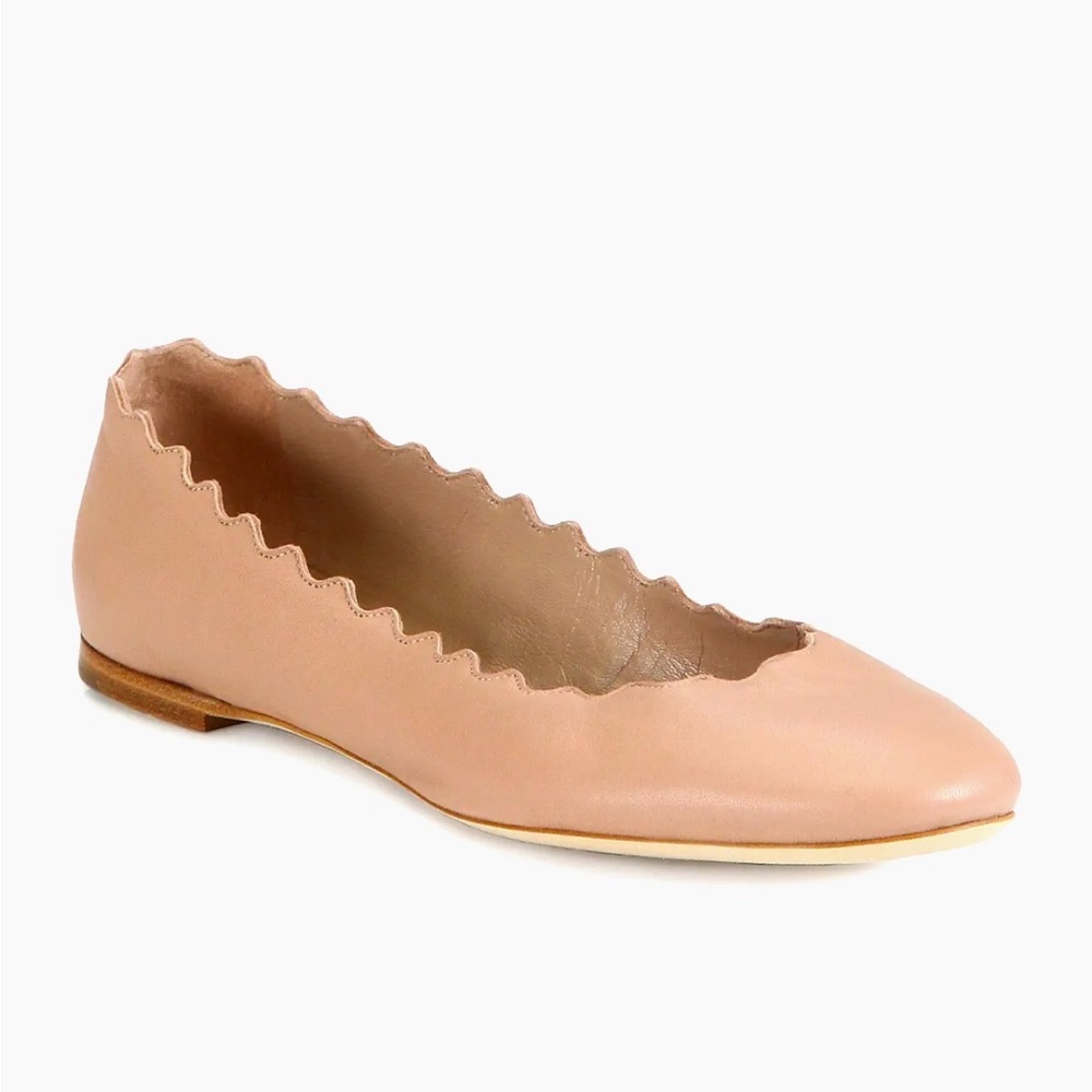 Saks Fifth Avenue Nude Scalloped Ballet Flats